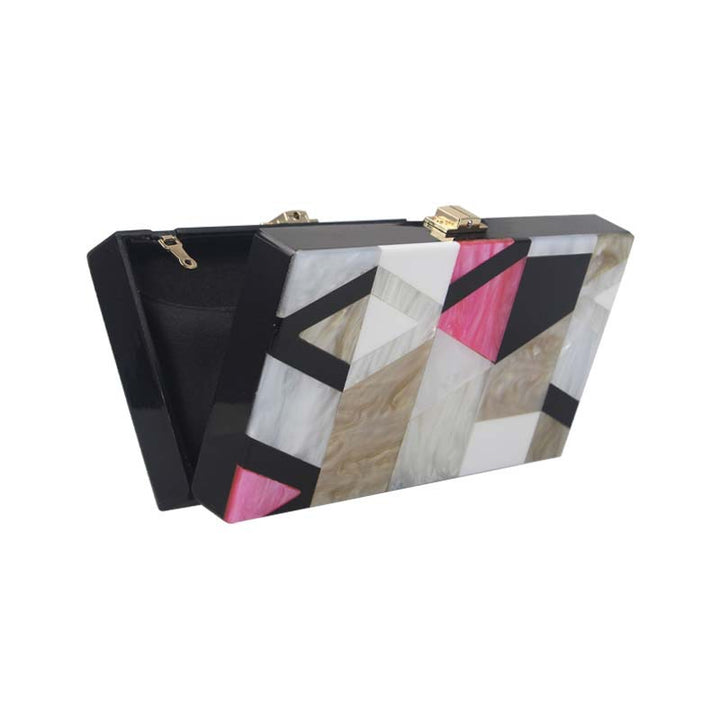 Geometric Pattern Acrylic Clutch