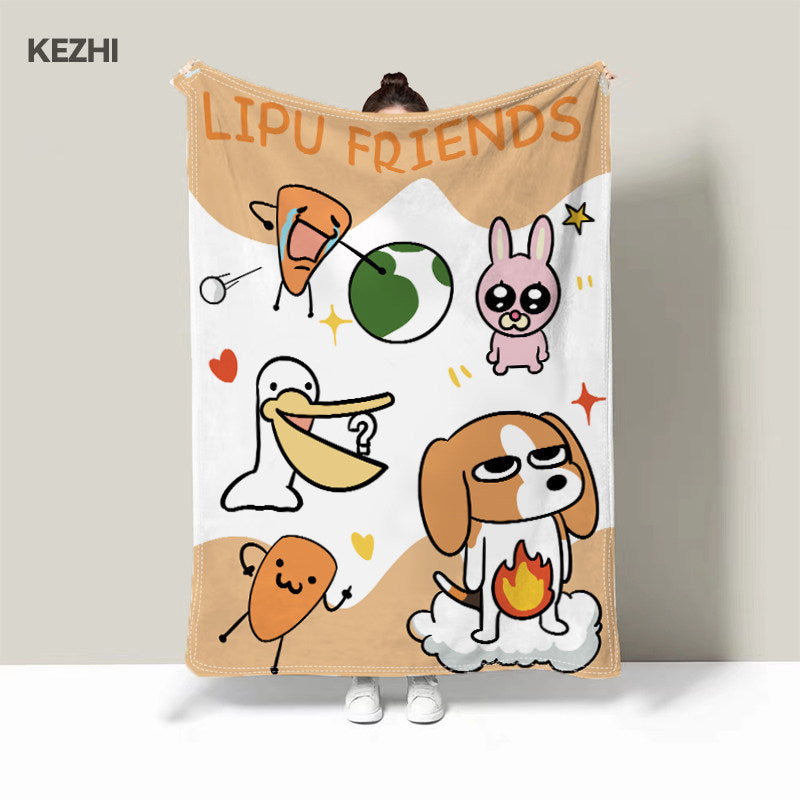 Cute Cartoon Dog-Themed Fleece Blanket