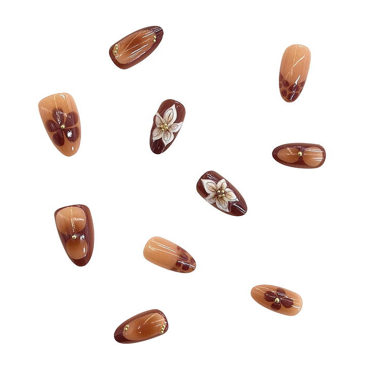 Artistic Floral Accent Press-On Nails Stornfield