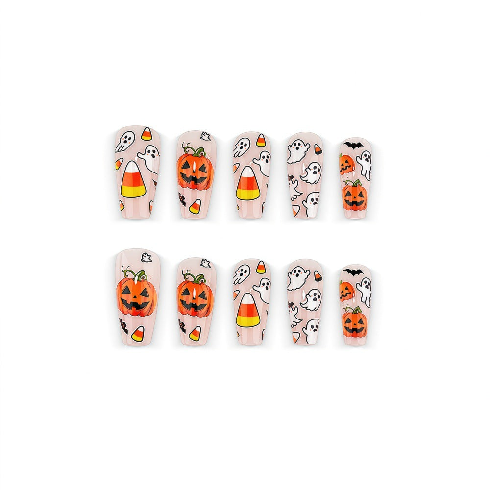 Creative Halloween Art Nails in Ghost and Pumpkin Design Stornfield