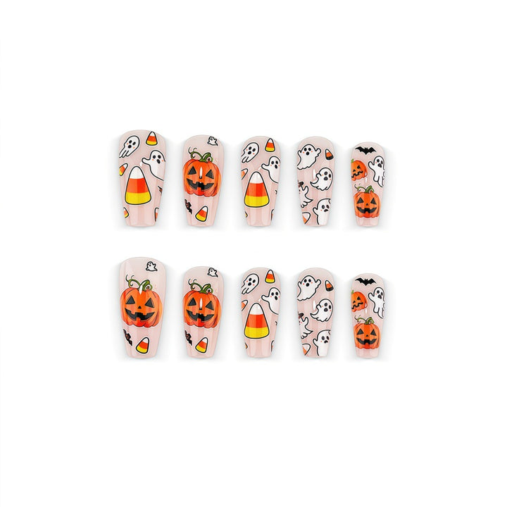 Creative Halloween Art Nails in Ghost and Pumpkin Design Stornfield