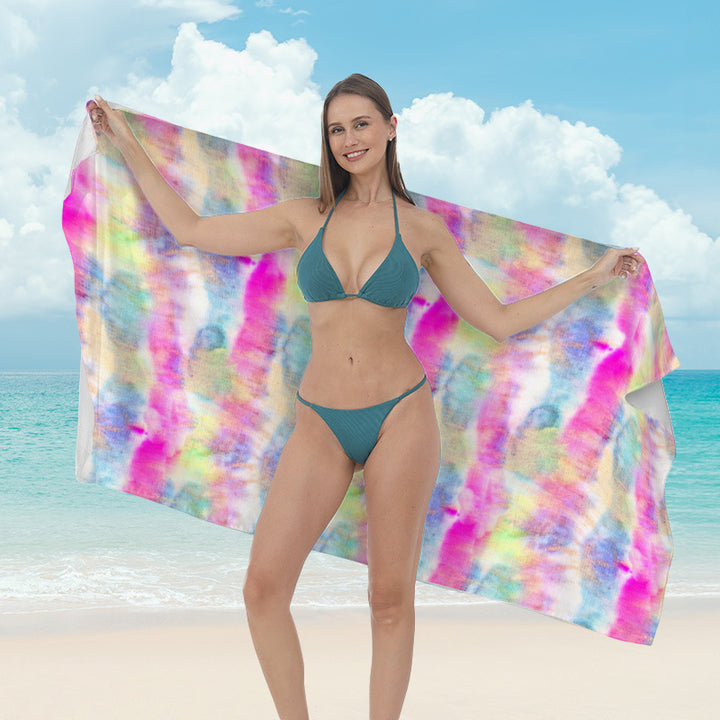 Beach towel with vibrant tropical plant motif Stornfield