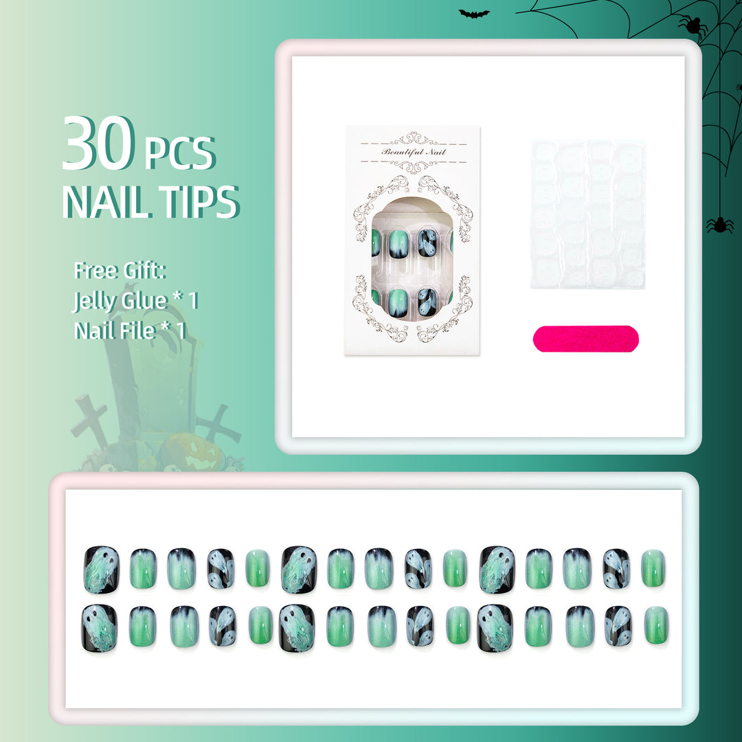Spooky Ghost-Inspired Press-On Nail Set