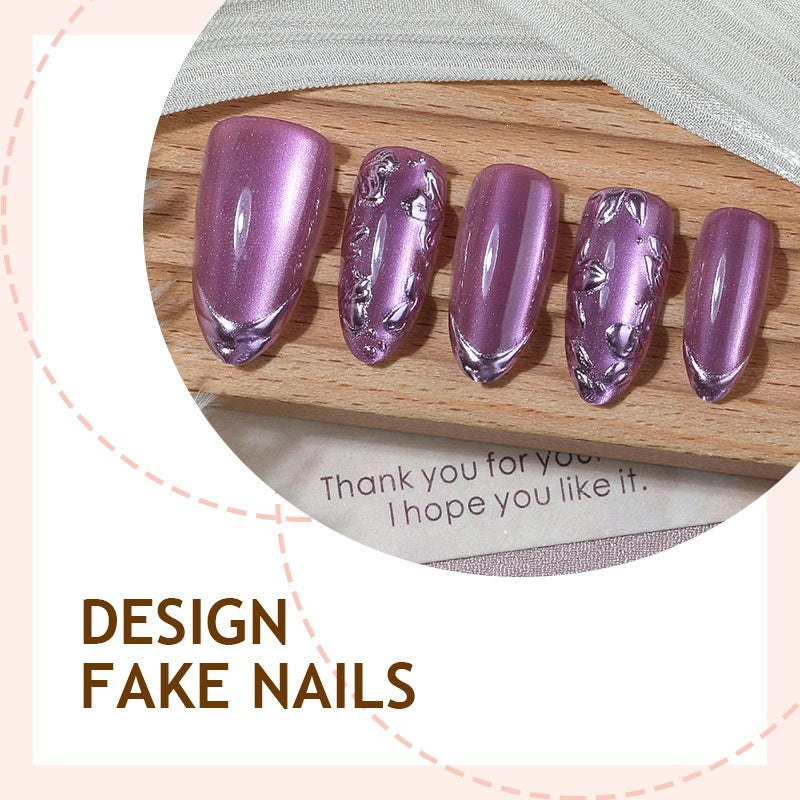 Elegant artificial nail set with shimmering accents and decorative designs Stornfield