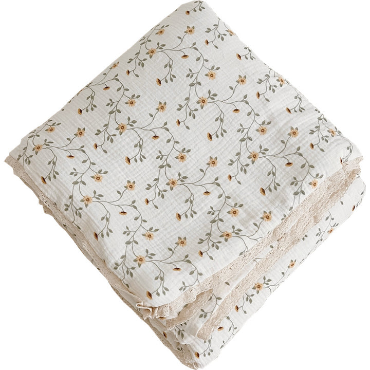 Unisex Breathable Muslin Blanket with Floral Ruffle Design Stornfield
