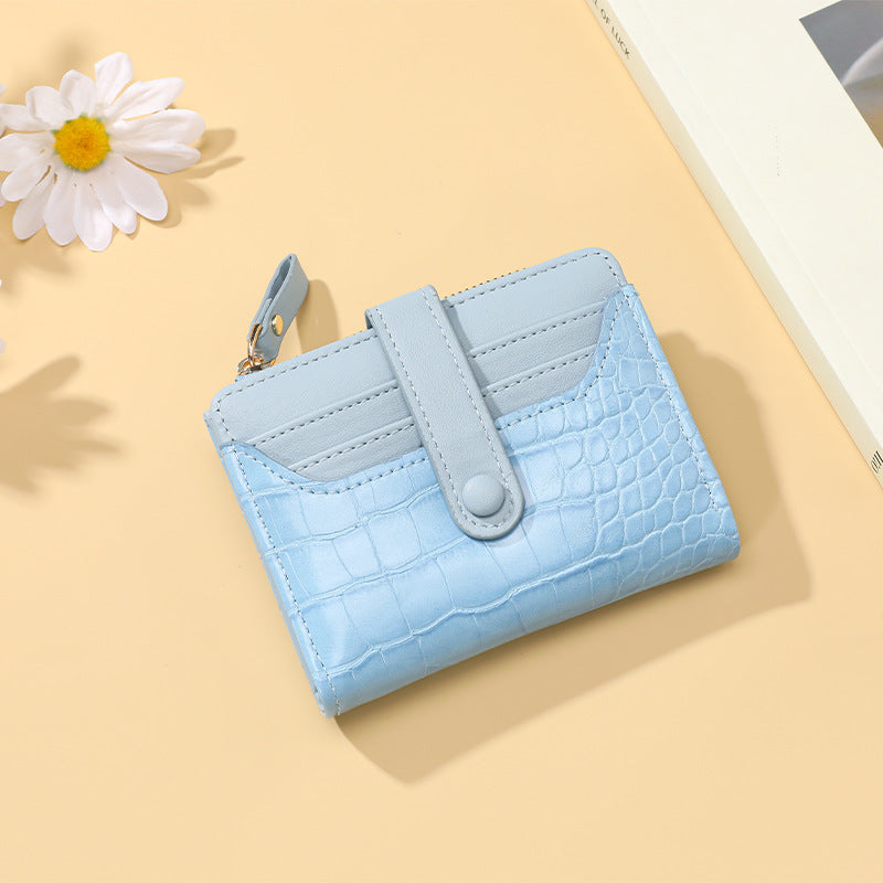 Compact Crocodile-Texture Zip Card Wallet Stornfield
