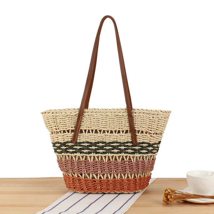 Fashionable straw bag with leather details Stornfield
