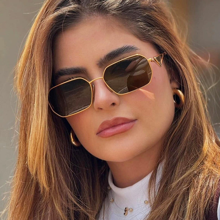 Women geometric luxury sunglasses with slim glossy frame Stornfield