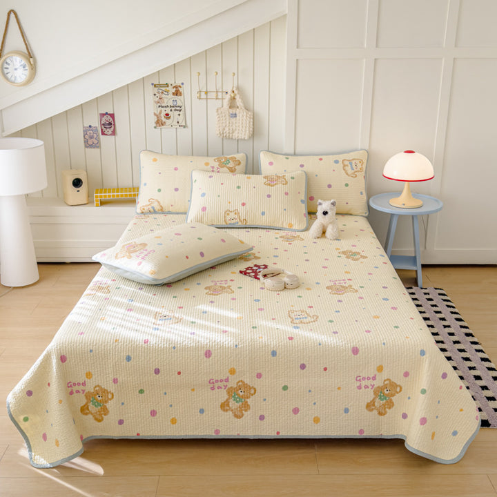 Lightweight Quilted Cotton Bedspread and Mattress Coverlet Set