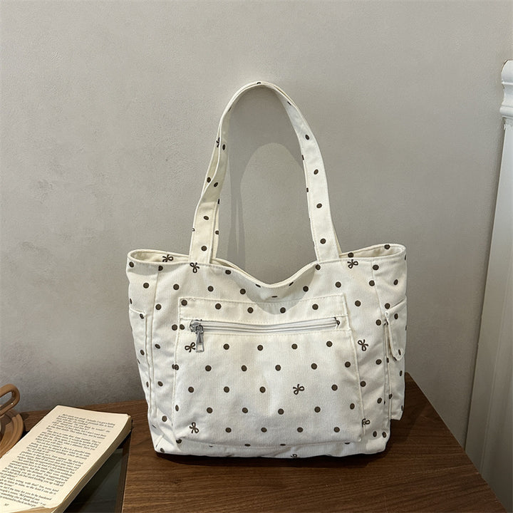 Stylish Polka Dot Canvas Tote Bag