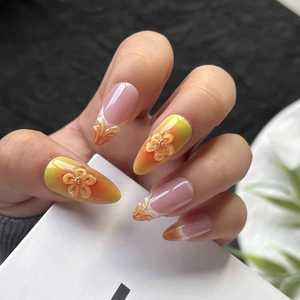 Elegant Floral-Themed Press-On Nail Set Stornfield