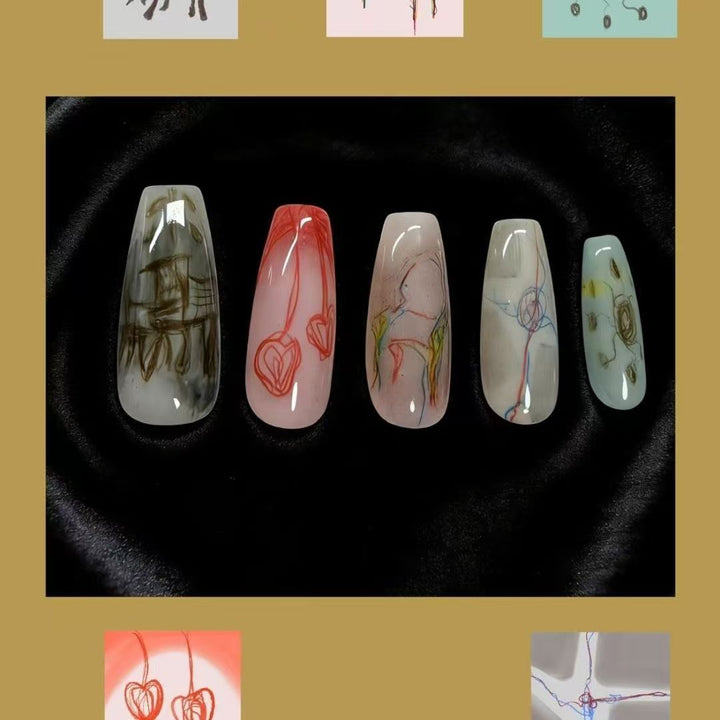 Whimsical Bear-Themed Press-On Nail Art Kit Stornfield