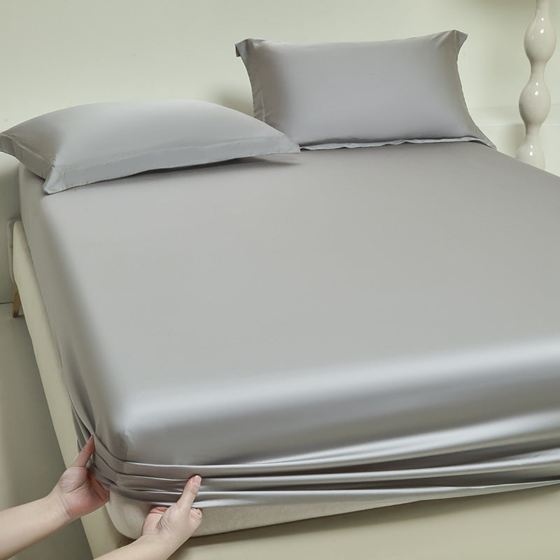 Silky satin fitted sheet set with extra deep pocket and pillowcases