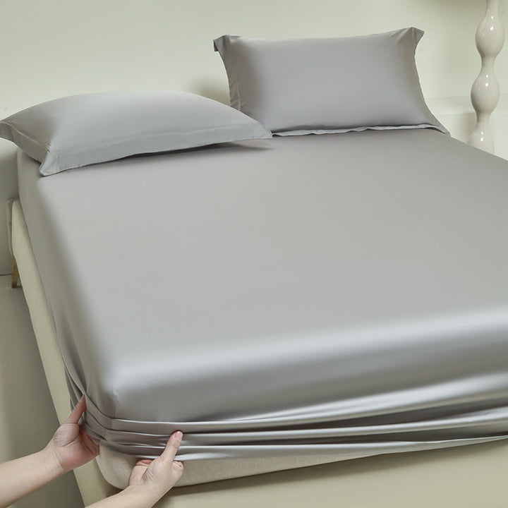 Silky satin fitted sheet set with extra deep pocket and pillowcases