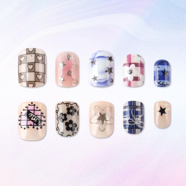 Artistic Mixed Pattern Press-On Nails Stornfield