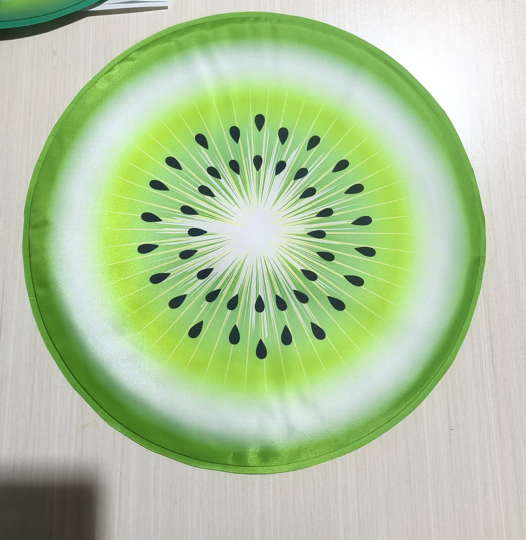 Unisex nano round beach towel made of microfiber with citrus slice pattern and sand-free design Stornfield