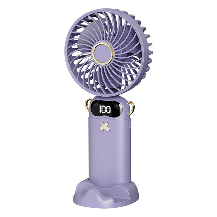 Cooling rechargeable handheld mini fan with digital battery display and cute desktop stand Stornfield