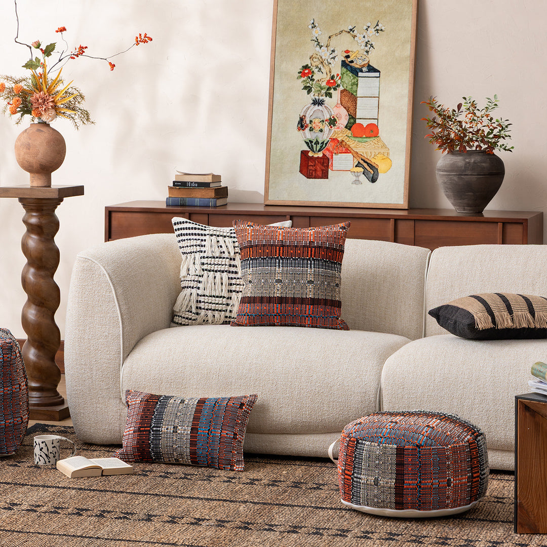 Woven Reversible Ethno Cushion Cover with Textured Surface and Concealed Zipper Stornfield
