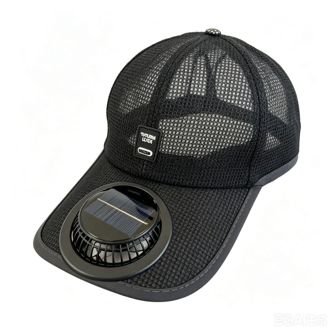 Sun protection cap with integrated solar fan Stornfield