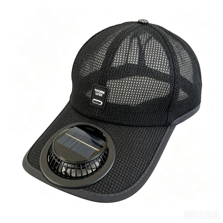 Sun protection cap with integrated solar fan Stornfield
