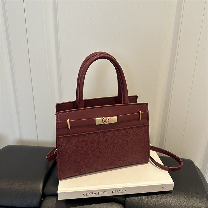Elegant Embossed Handheld Satchel