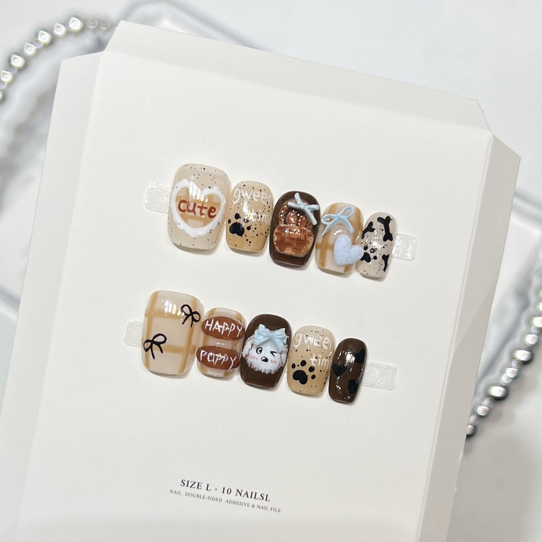 Whimsical Hand-Painted Press-On Nail Set