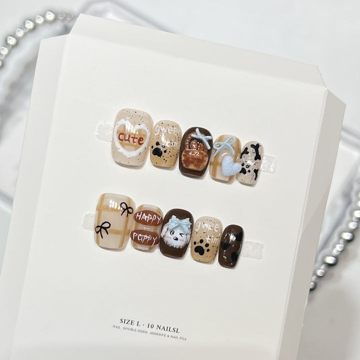 Whimsical Hand-Painted Press-On Nail Set