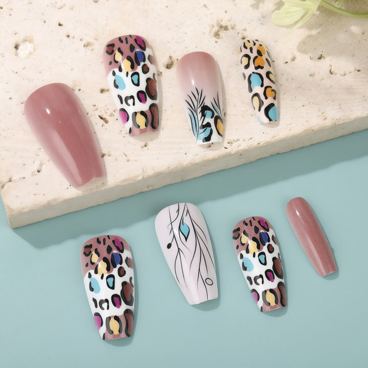 Creative Nail Art Set with Leopard and Flower Patterns Stornfield