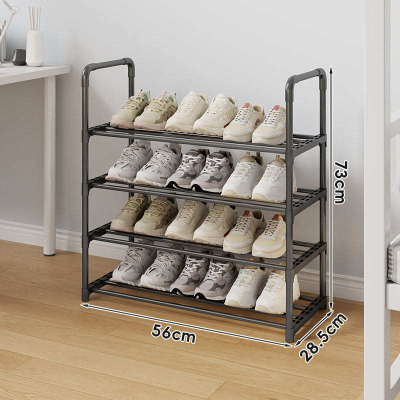Tall Multi-Tier Metal Shoe Storage Rack with Adjustable Slatted Shelves