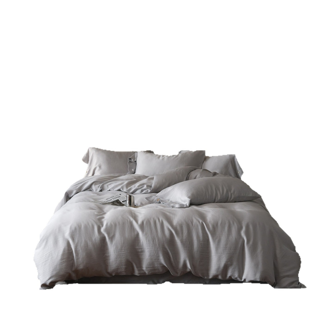 Luxury Organic Cotton Sateen Duvet Cover Set with Button Closure