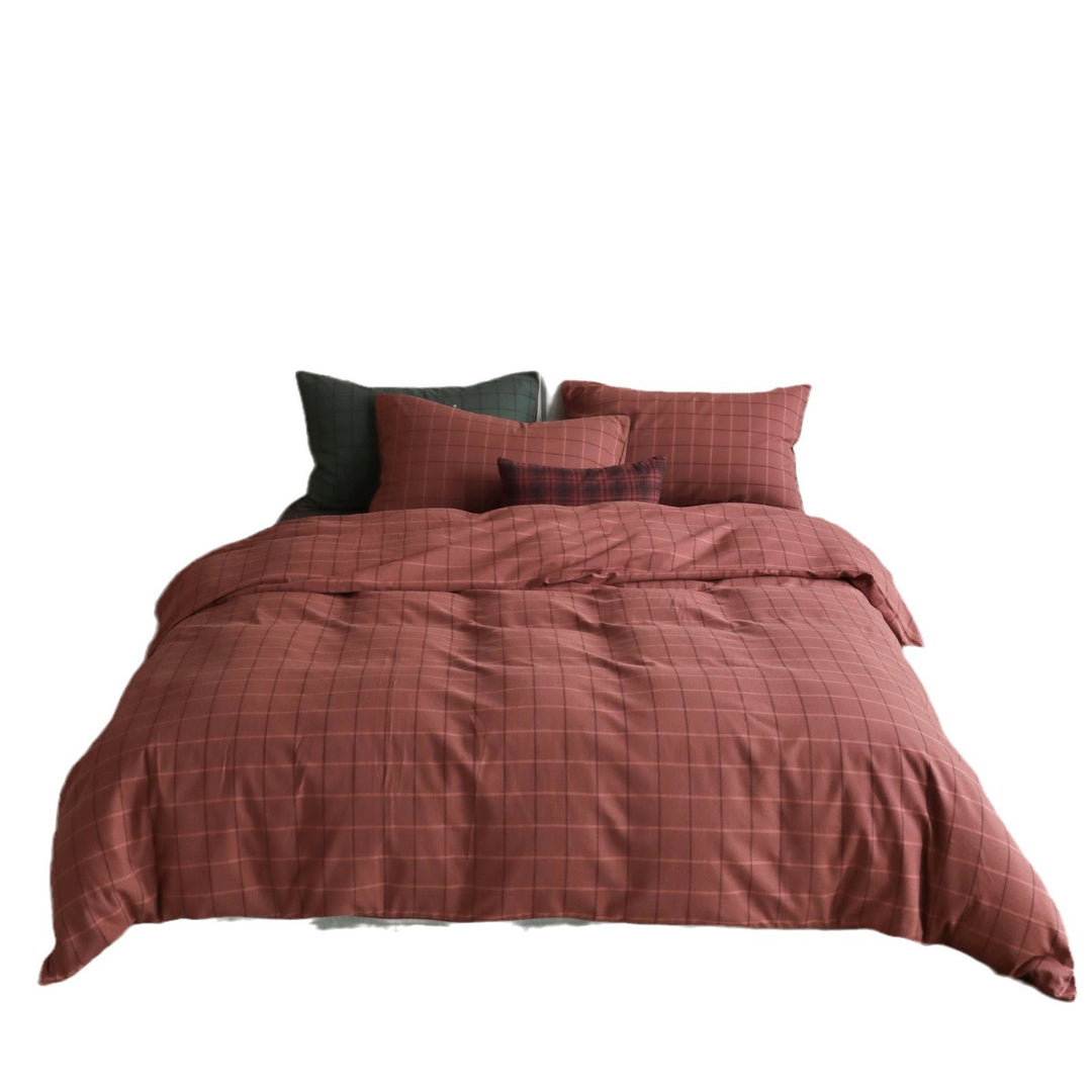 Bedding set made of cotton satin with fine check pattern and extra-soft finish