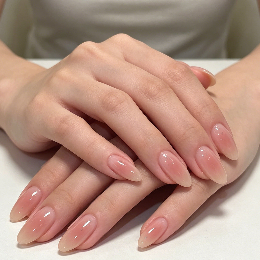Elegant Glossy Almond-Shaped Nail Extensions Stornfield
