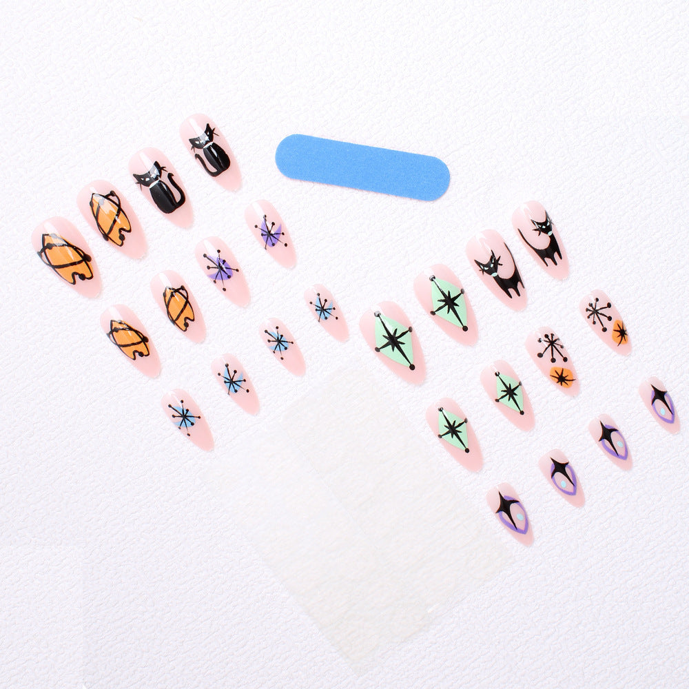 Artificial nail set with artistic Halloween designs Stornfield