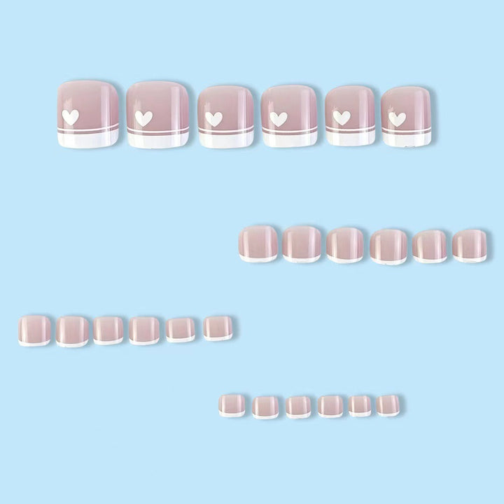 Heart-Inspired Press-On Toe Nail Set