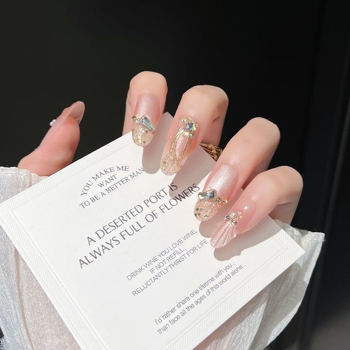 Glamorous Crystal-Studded Stiletto Press-On Nails Stornfield