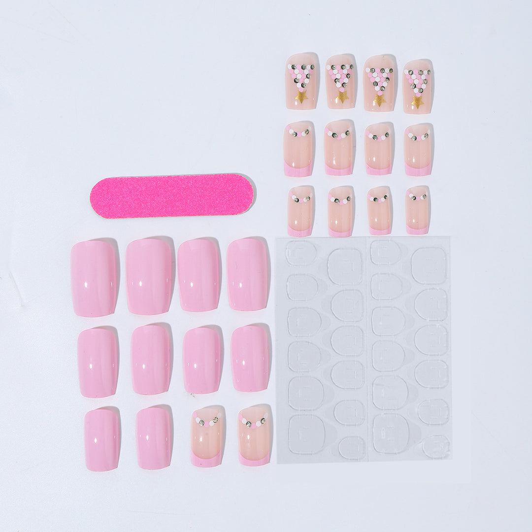 Artificial nail set with festive Christmas tree design and glitter decorations Stornfield