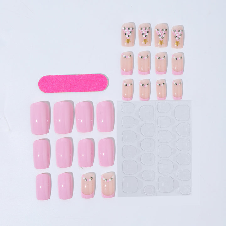 Artificial nail set with festive Christmas tree design and glitter decorations Stornfield