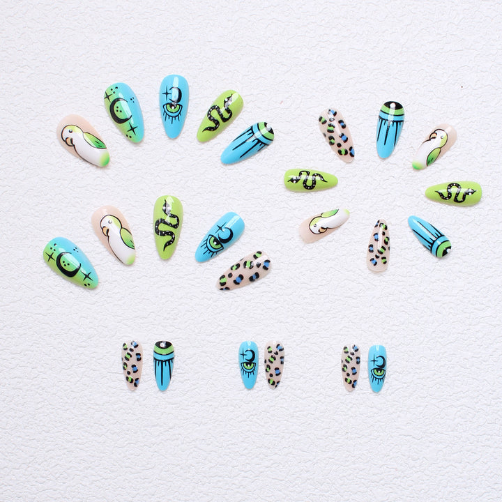 Artificial nail set with playful animal designs and eye-catching 3D designs Stornfield