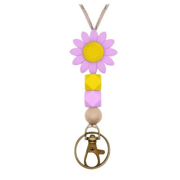 Colorful Flower-Themed Beaded Keychain Holder Stornfield