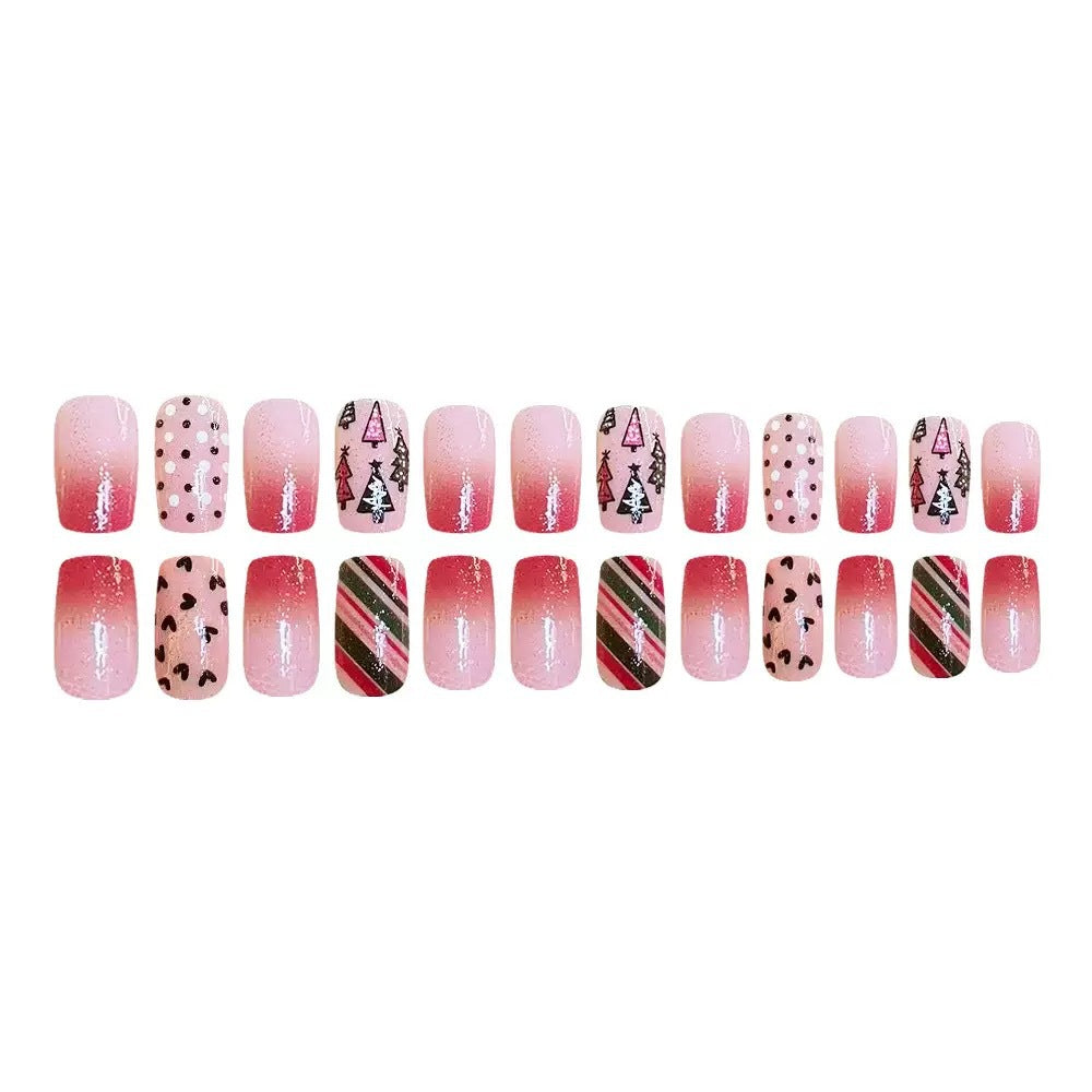 Artificial nail set with festive Christmas motifs and sparkling accents Stornfield