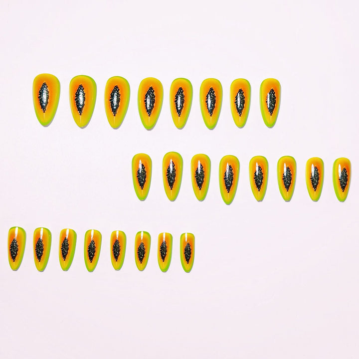 Artificial Nails in Exotic Papaya Design Stornfield