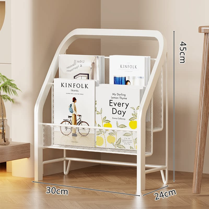 Slanted Tiered Mesh Floor Book and Magazine Display Rack