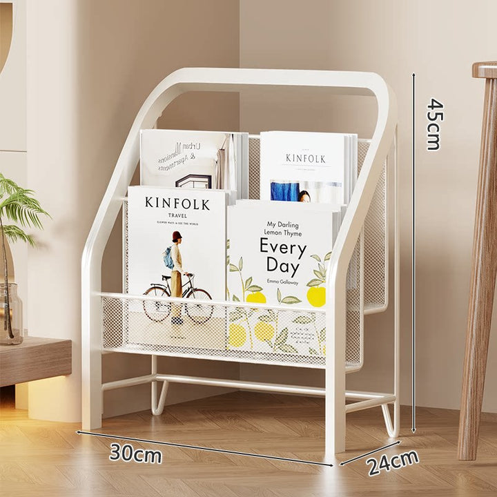 Slanted Tiered Mesh Floor Book and Magazine Display Rack