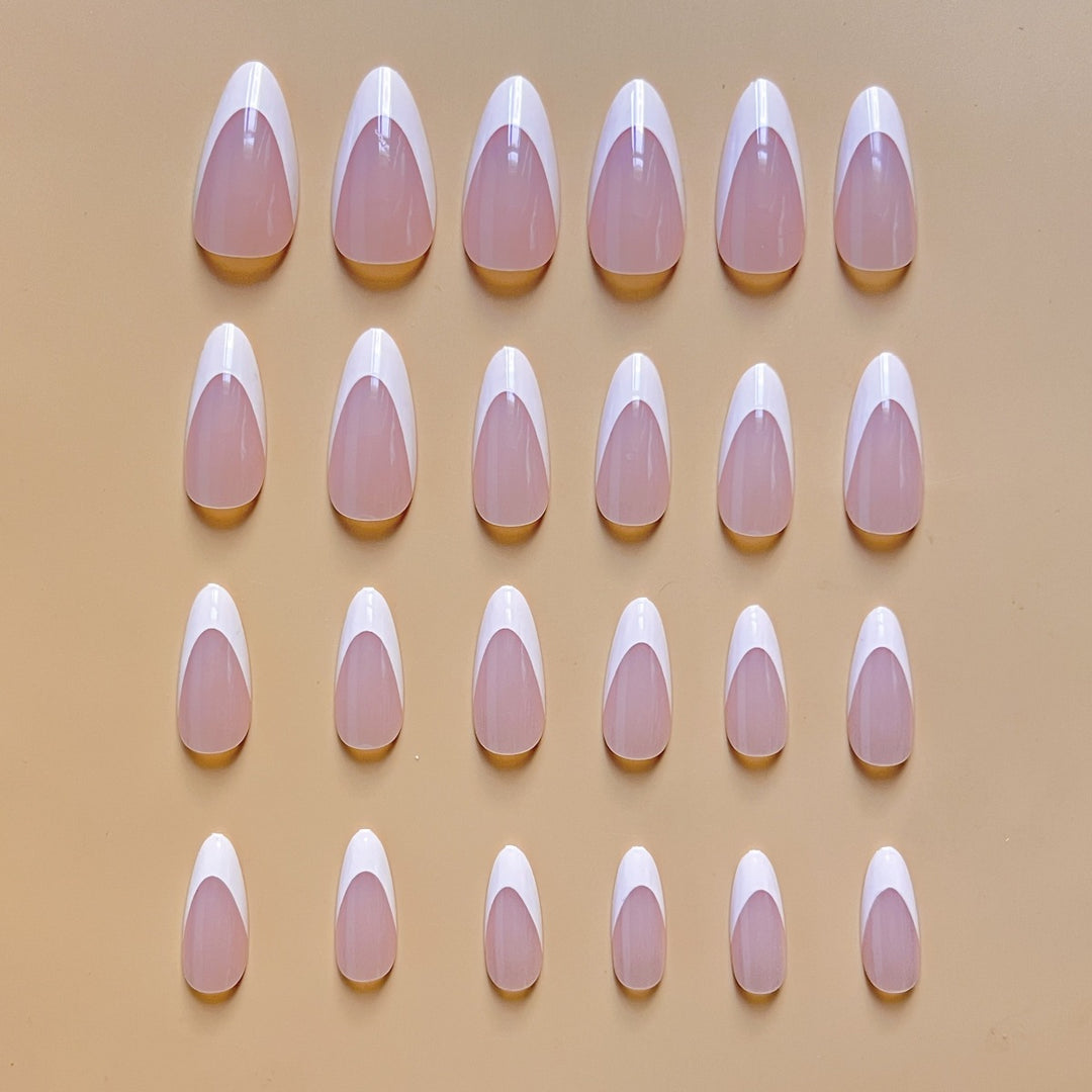 Elegant French Tip Almond-Shaped Nail Extensions Stornfield