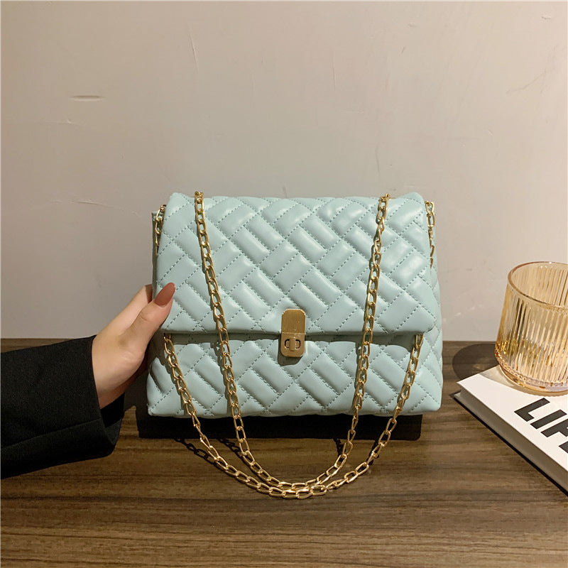 Quilted Chain-Handled Evening Handbag