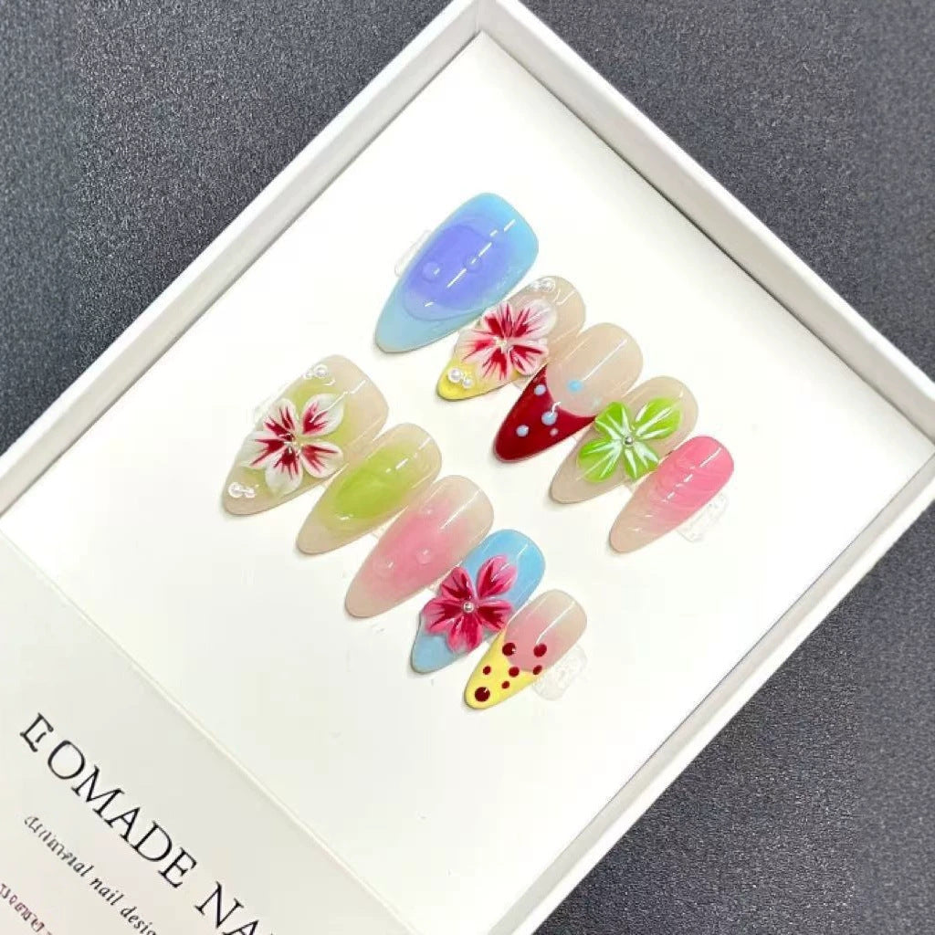Artistic Floral Gradient Press-On Nail Set Stornfield