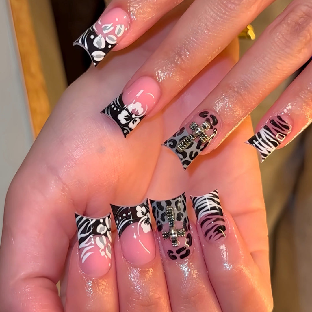 Artistic 3D Floral Press-On Nail Extensions Stornfield