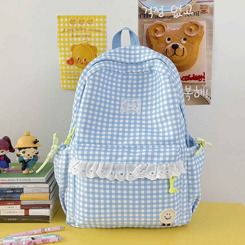 Cute Gingham Print Backpack Stornfield