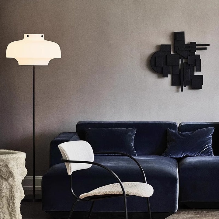 Contemporary Table Lamp with Elegant Opal Glass Shade and Vintage Brass Base