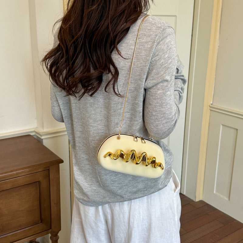 Artistic Wavy Detail Clutch Bag